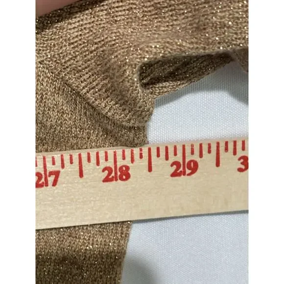 Maggie‎ Barnes Womens Sz 3x Metallic Gold Sweater Holiday Career V Neck Light - Picture 6 of 10